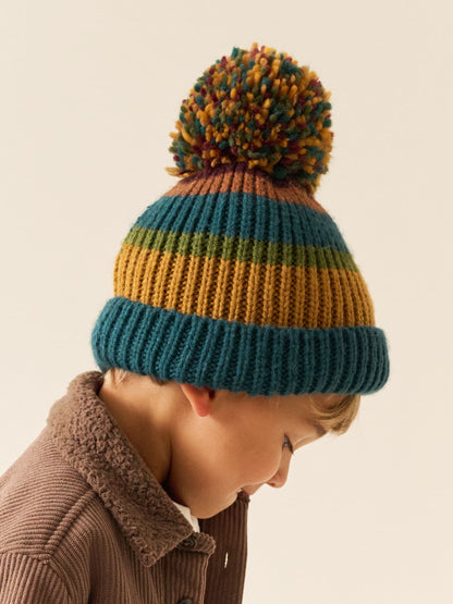 Multi Stripe Knitted Pom Beanie (1-16yrs) - image 2