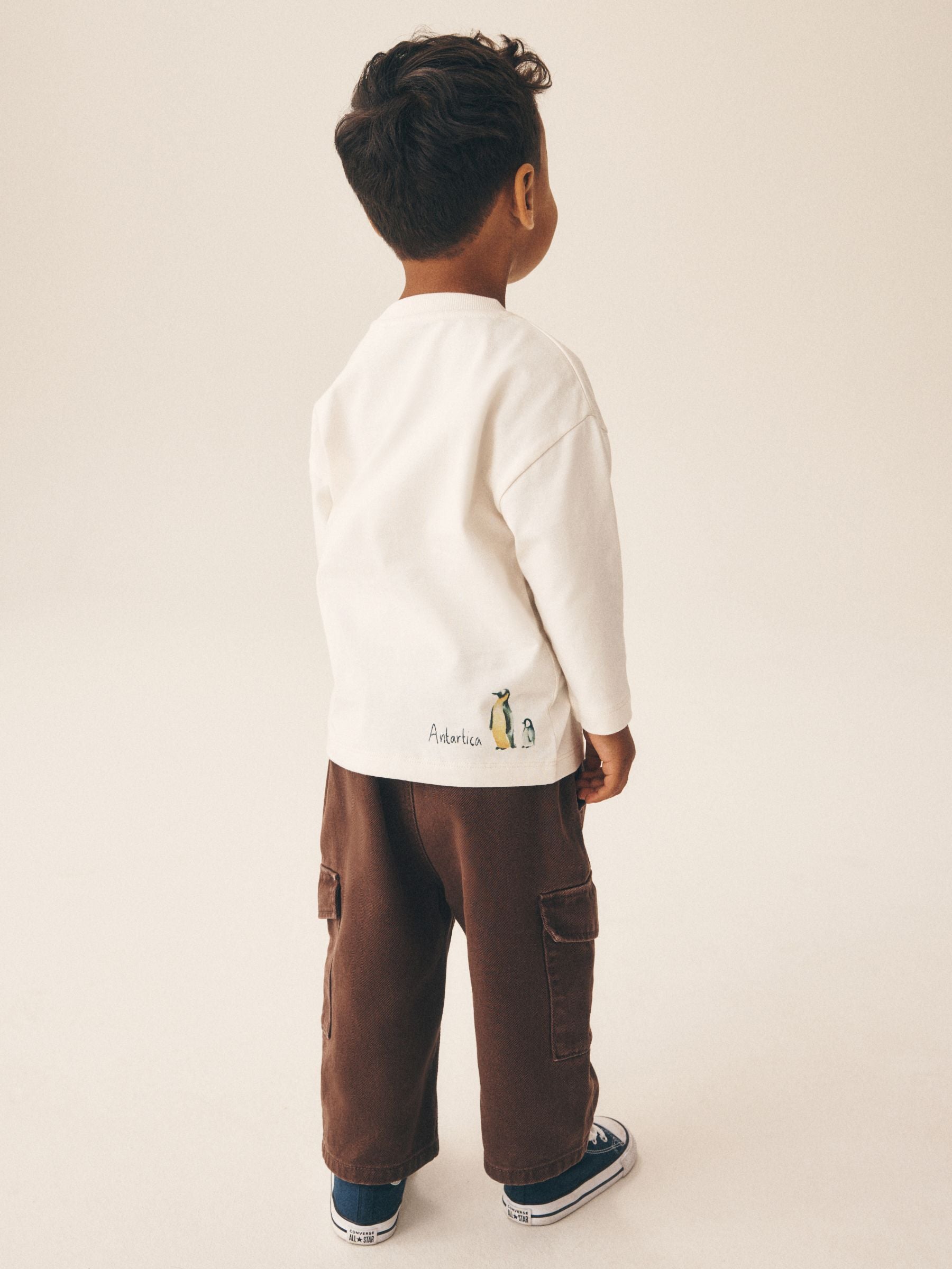 Dsiney Kidz - Cream Watercolour World Map Long Sleeve All Over Print T-Shirt (3mths-7yrs) image 3