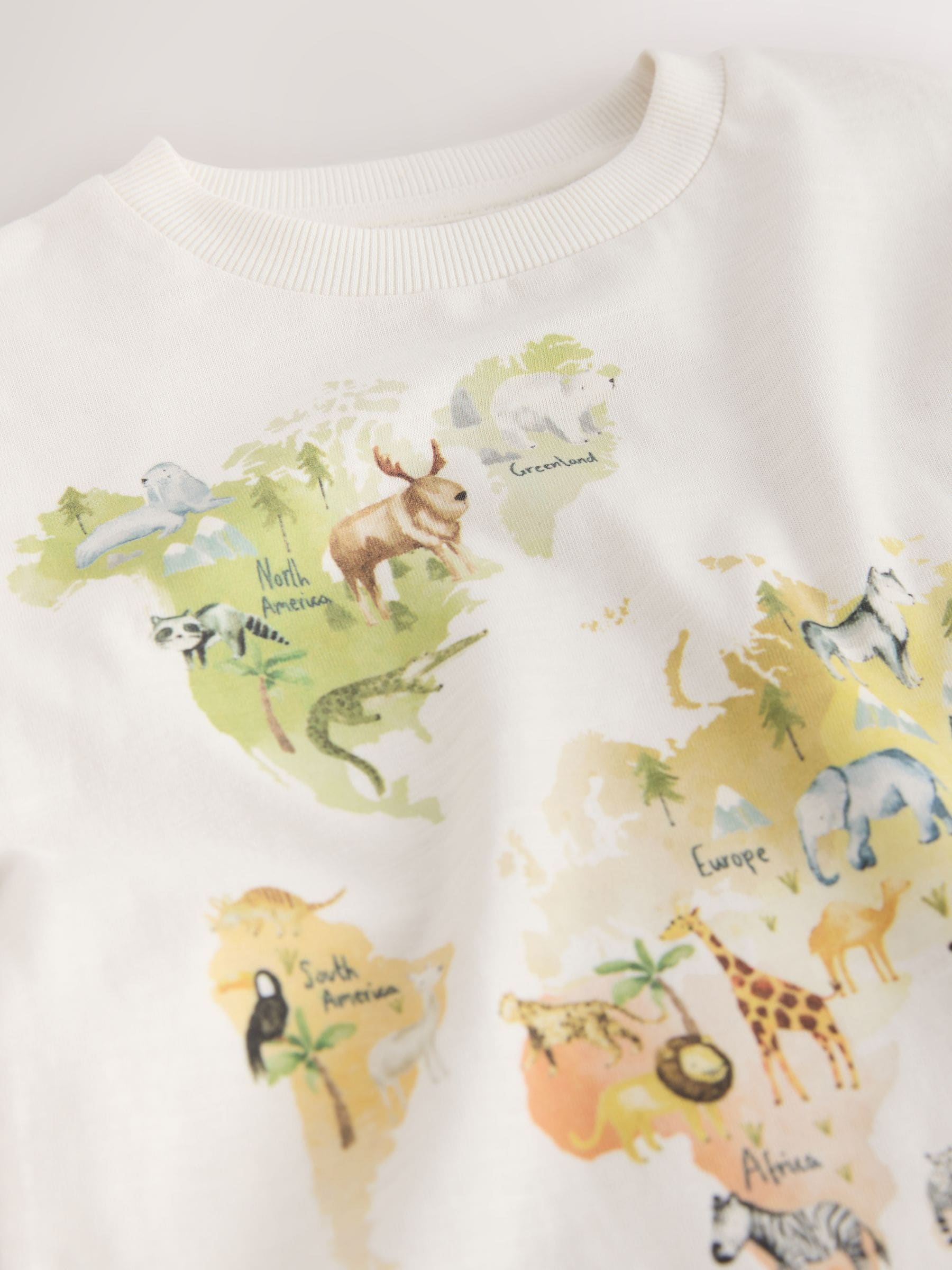 Dsiney Kidz - Cream Watercolour World Map Long Sleeve All Over Print T-Shirt (3mths-7yrs) image 8