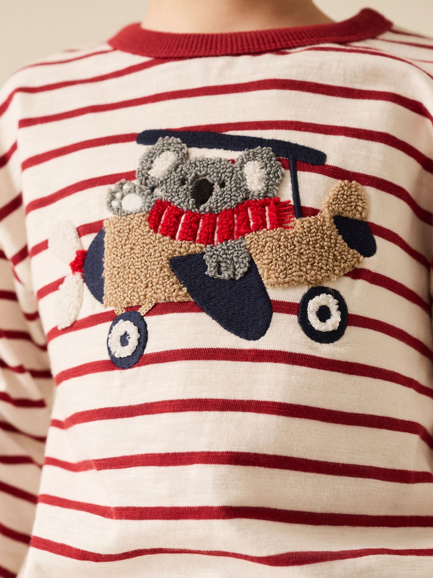 Dsiney Kidz - Burg/White Koala Plane Long Sleeve Appliqué T-Shirt (3mths-7yrs) image 4