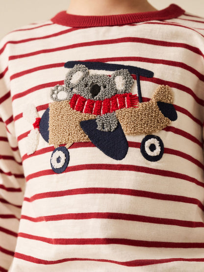 Dsiney Kidz - Burg/White Koala Plane Long Sleeve Appliqué T-Shirt (3mths-7yrs) image 4
