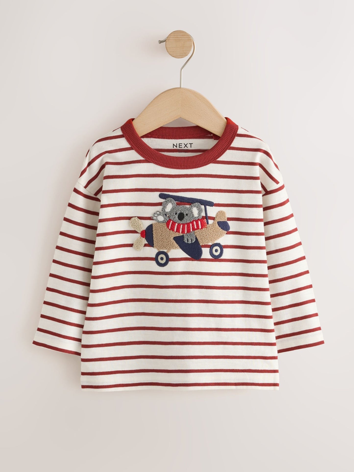 Dsiney Kidz - Burg/White Koala Plane Long Sleeve Appliqué T-Shirt (3mths-7yrs) image 5