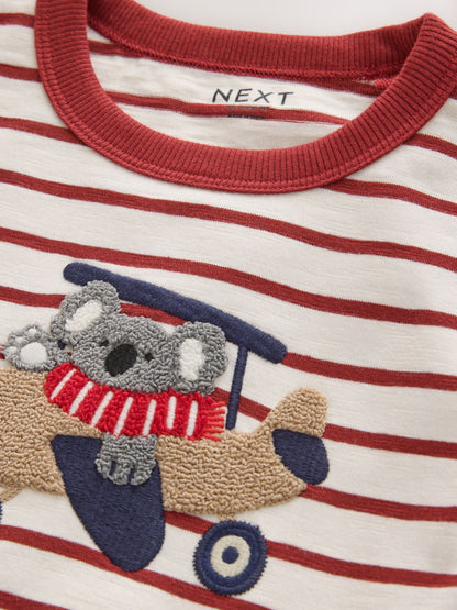 Dsiney Kidz - Burg/White Koala Plane Long Sleeve Appliqué T-Shirt (3mths-7yrs) image 7