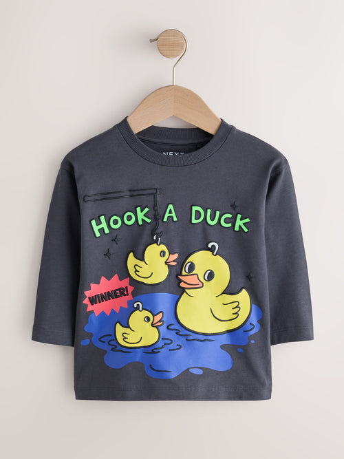 Dsiney Kidz - Charcoal Grey Hook a Duck Long Sleeve Graphic T-Shirt (3mths-7yrs) image 1