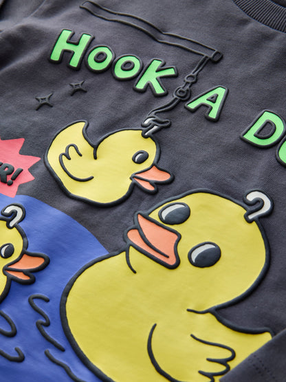 Dsiney Kidz - Charcoal Grey Hook a Duck Long Sleeve Graphic T-Shirt (3mths-7yrs) image 4