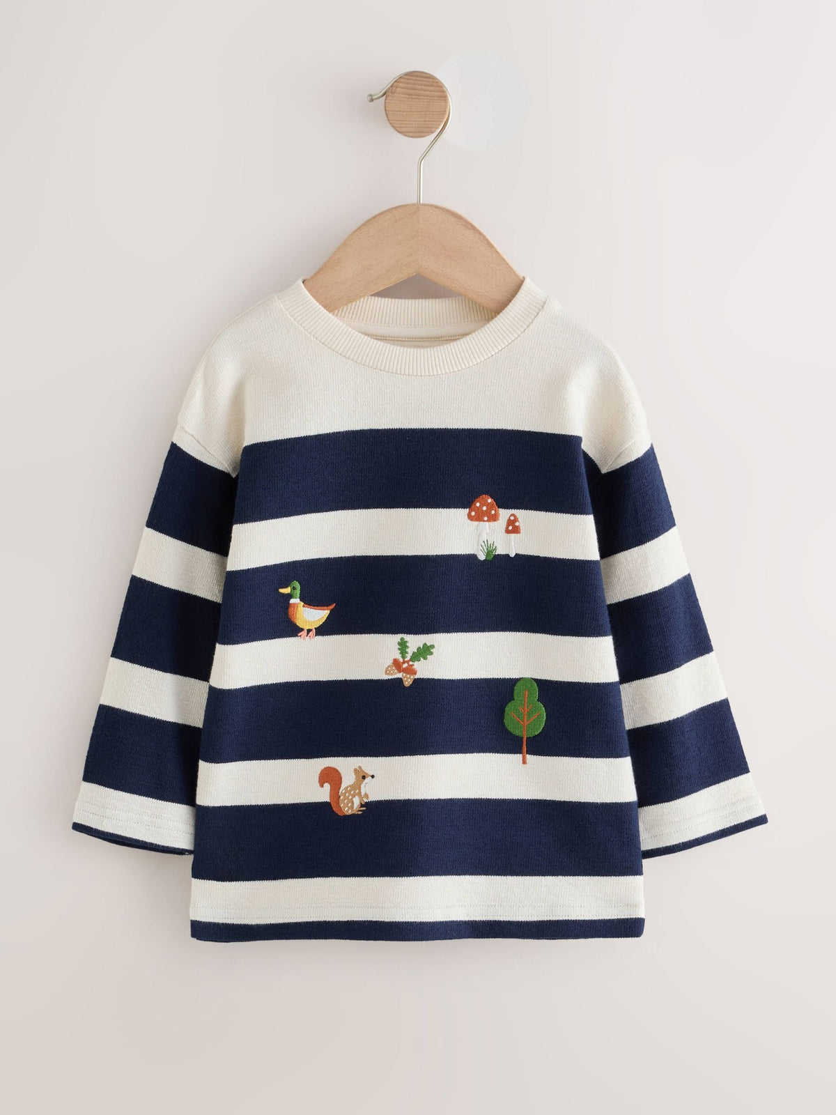 Navy/White Woodland embroidered Long Sleeve Appliqué T-Shirt (3mths-7yrs) - image 4