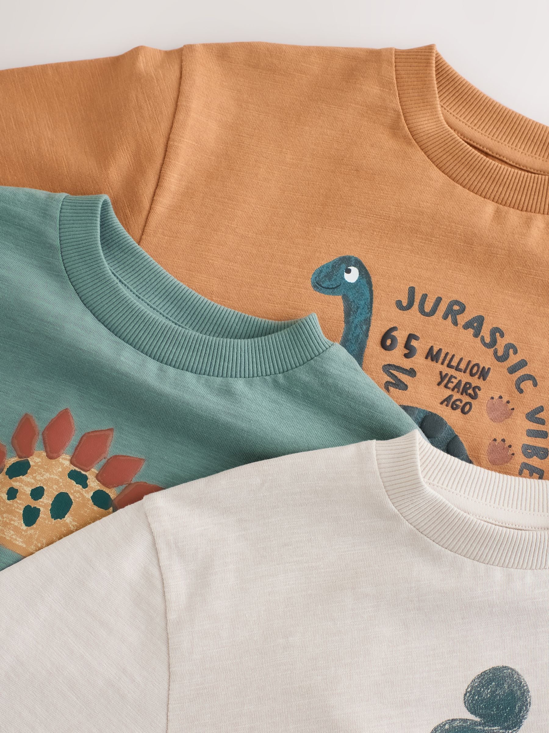 Dsiney Kidz - Brown Dinosaur Long Sleeve Graphic T-Shirts 3 Pack (3mths-7yrs) image 7