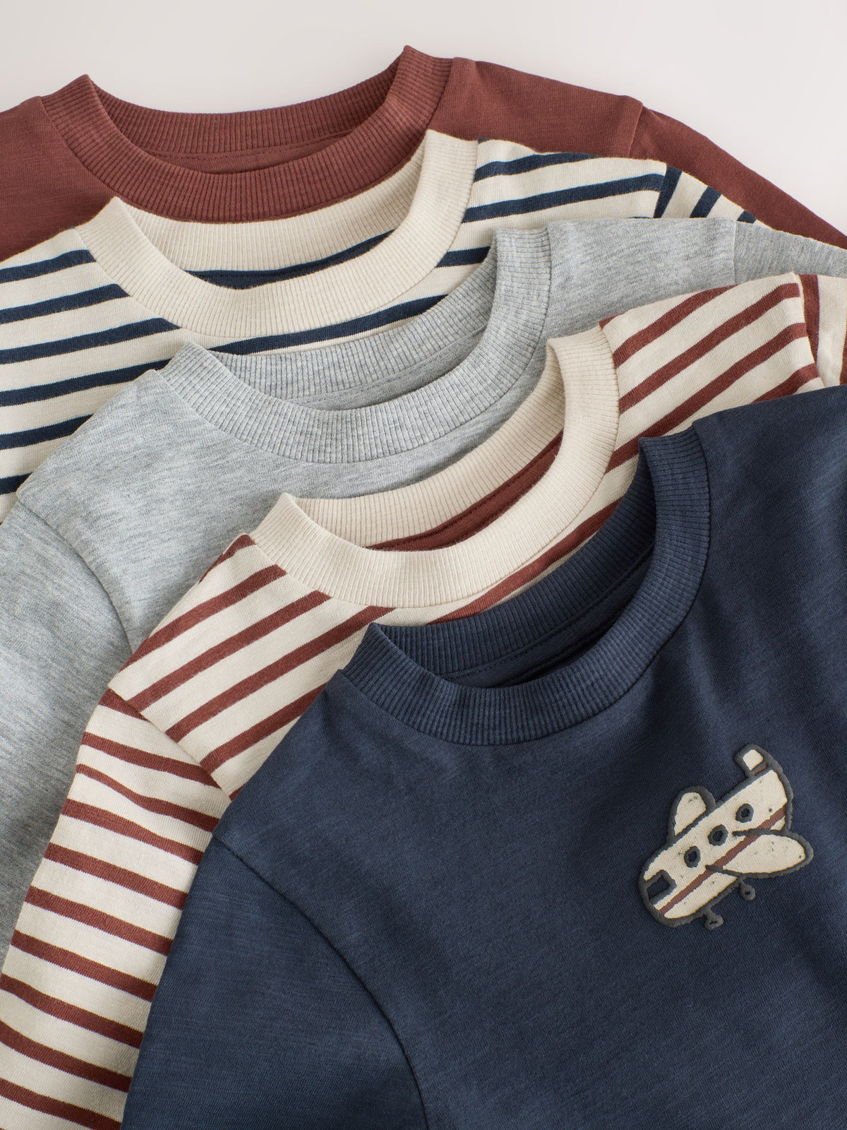 Dsiney Kidz - Navy Stripe Transport Long Sleeve T-Shirts 5 Pack (3mths-7yrs) image 8
