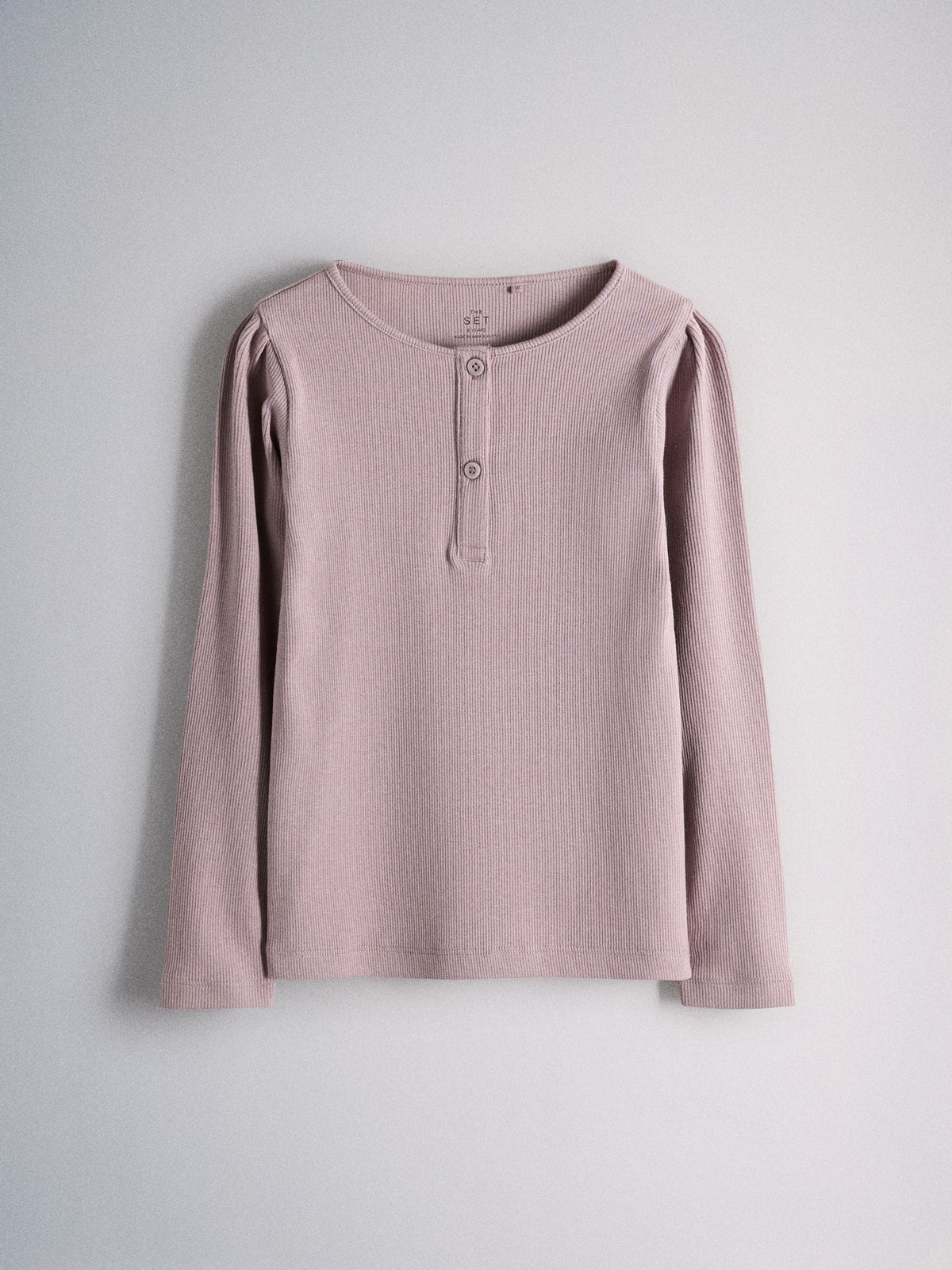 The Set 4 Piece Crew Neck Puff Sleeve Long Sleeve Rib Kickflare T-Shirt, Sweatshirt and Jeans Set Purple/Chocolate Brown/Light Green/Lilac - image 4