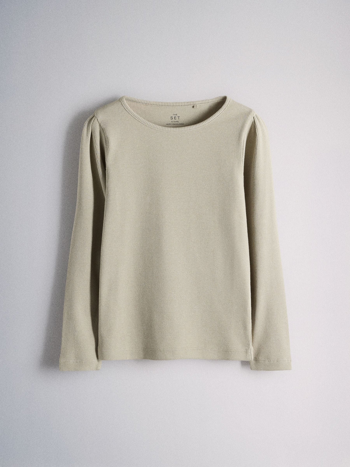 The Set 4 Piece Crew Neck Puff Sleeve Long Sleeve Rib Kickflare T-Shirt, Sweatshirt and Jeans Set Purple/Chocolate Brown/Light Green/Lilac - image 5