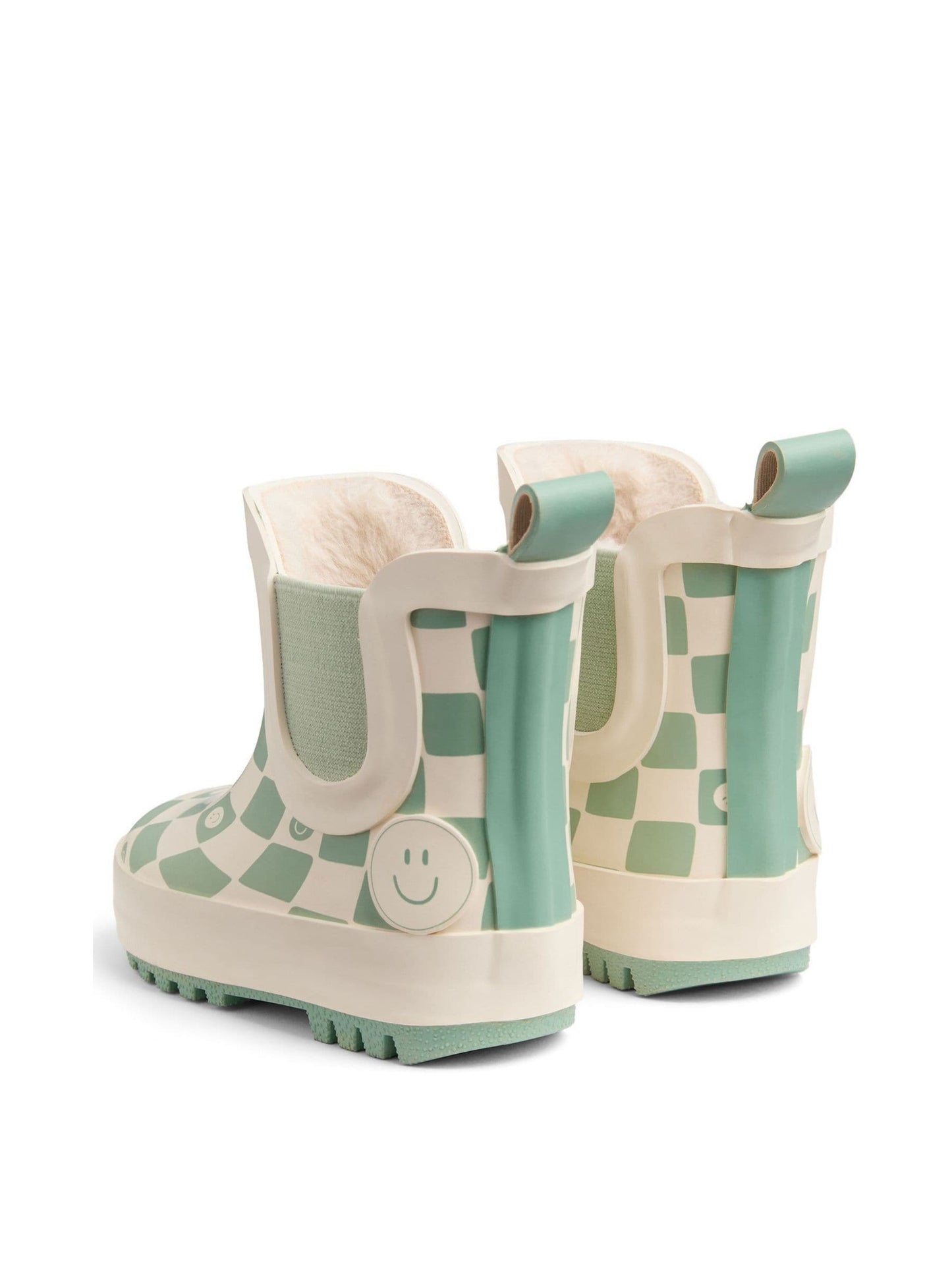 KIDLY by MORI Green Warm Waterproof Fur-Lined Ankle Wellie Boots Check image 5