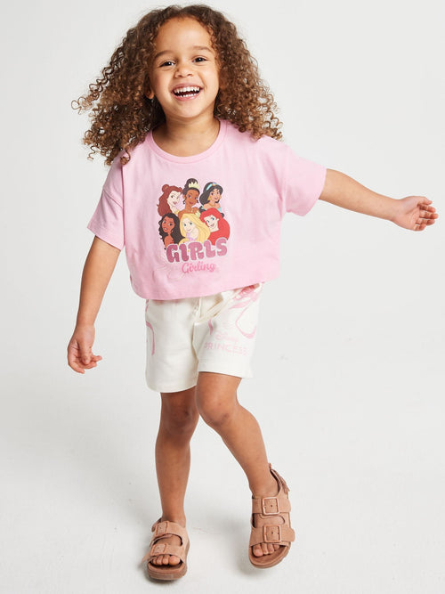 Brand Threads Pink Disney Princess T-Shirt & Shorts Set image 1