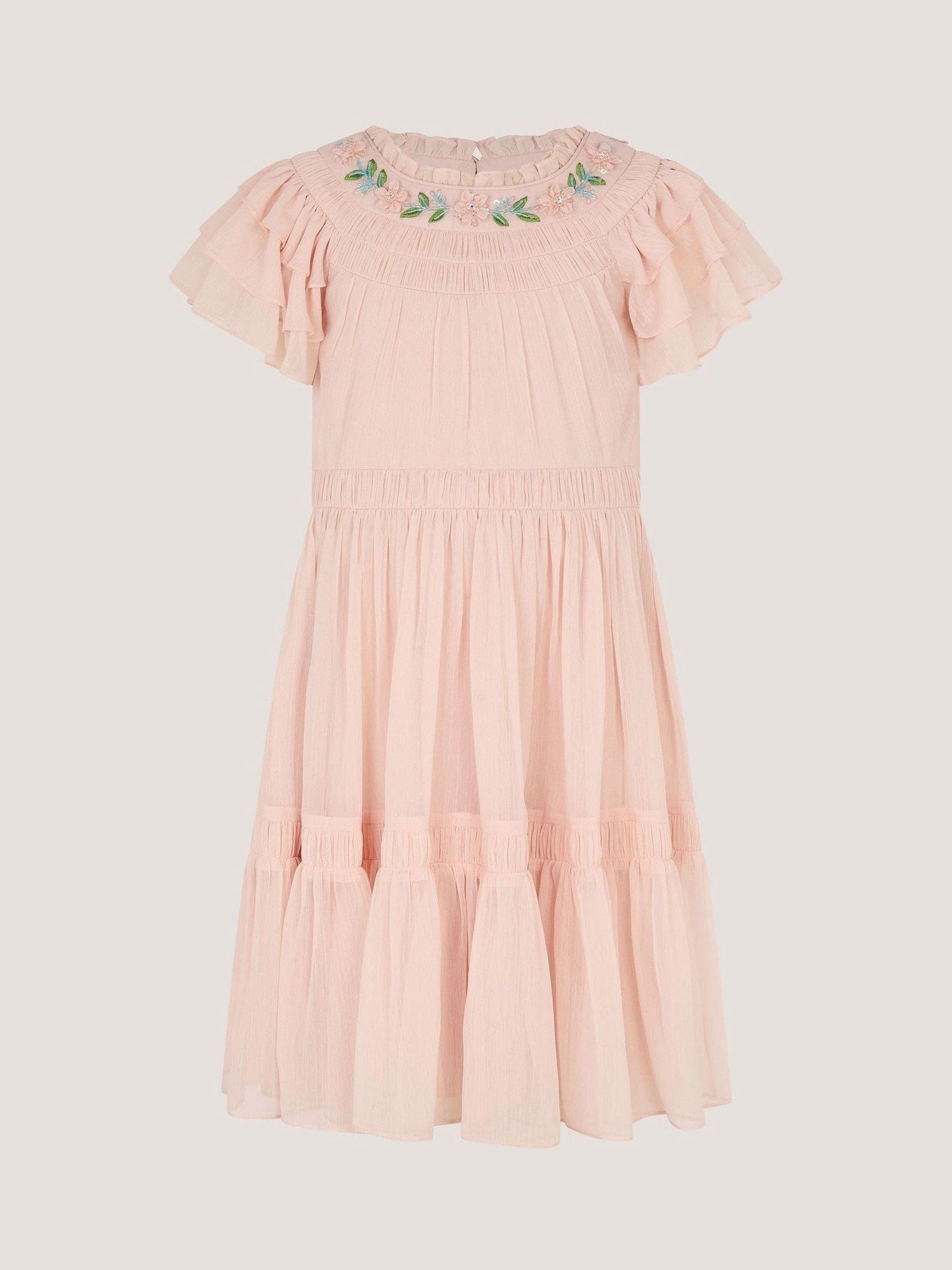 Monsoon Pink Carmen Embellished Collar Tiered Dress image 2