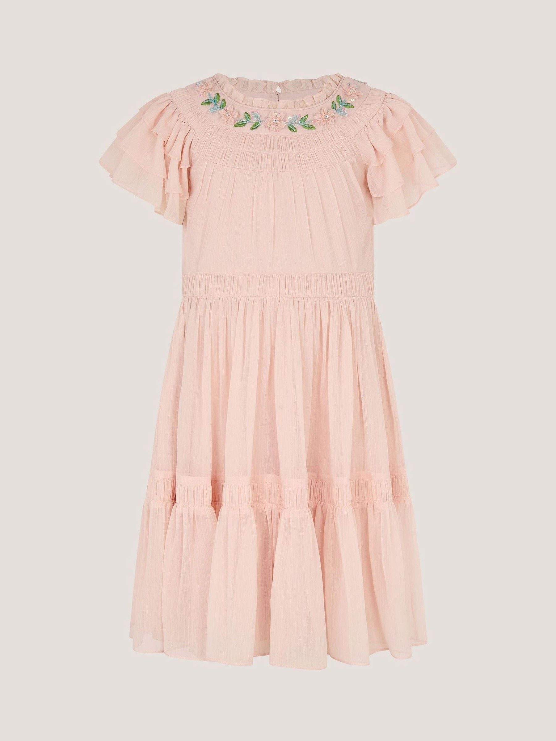 Monsoon Pink Carmen Embellished Collar Tiered Dress image 2
