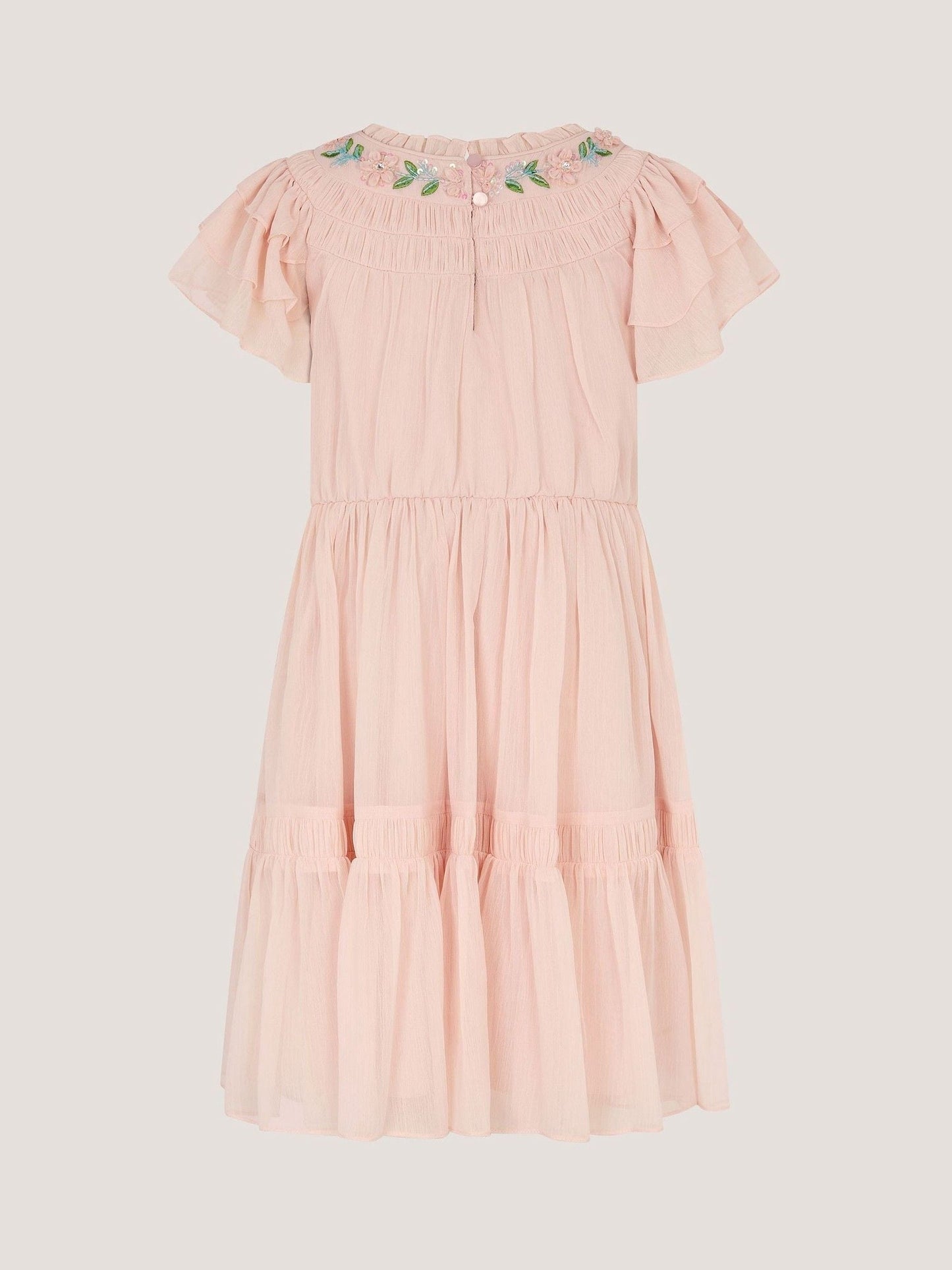 Monsoon Pink Carmen Embellished Collar Tiered Dress image 3