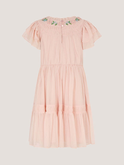 Monsoon Pink Carmen Embellished Collar Tiered Dress image 3