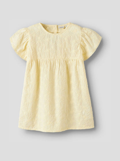 Name It Yellow Puff Sleeve Woven Dress With Cut Out Heart Detail image 1