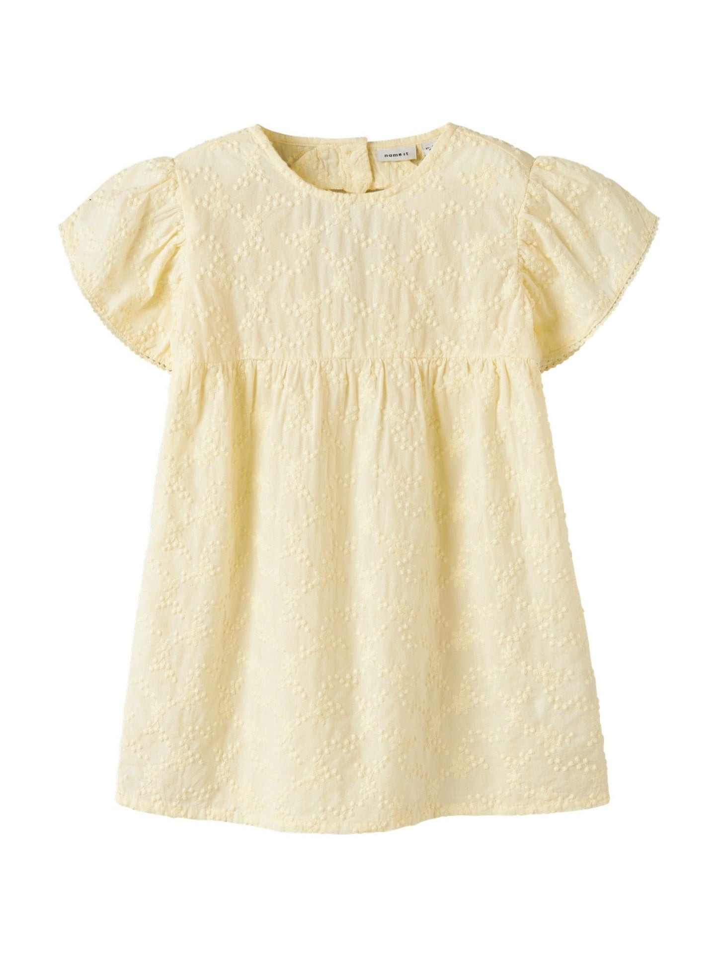Name It Yellow Puff Sleeve Woven Dress With Cut Out Heart Detail image 3