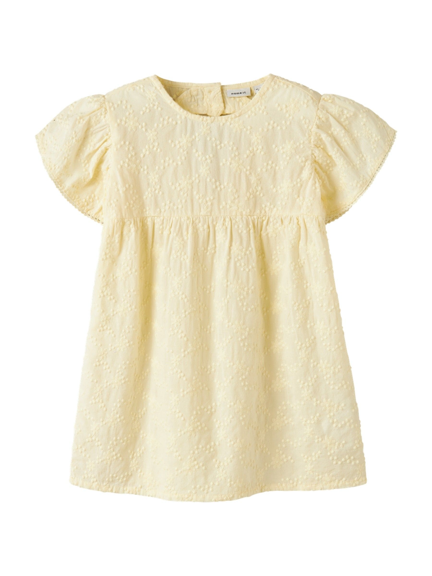 Name It Yellow Puff Sleeve Woven Dress With Cut Out Heart Detail image 3