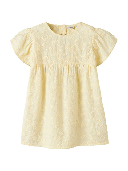 Name It Yellow Puff Sleeve Woven Dress With Cut Out Heart Detail image 3