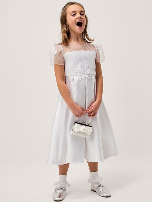 Monsoon White Chiffon Sleeve Floral Embroidered Dress image 1