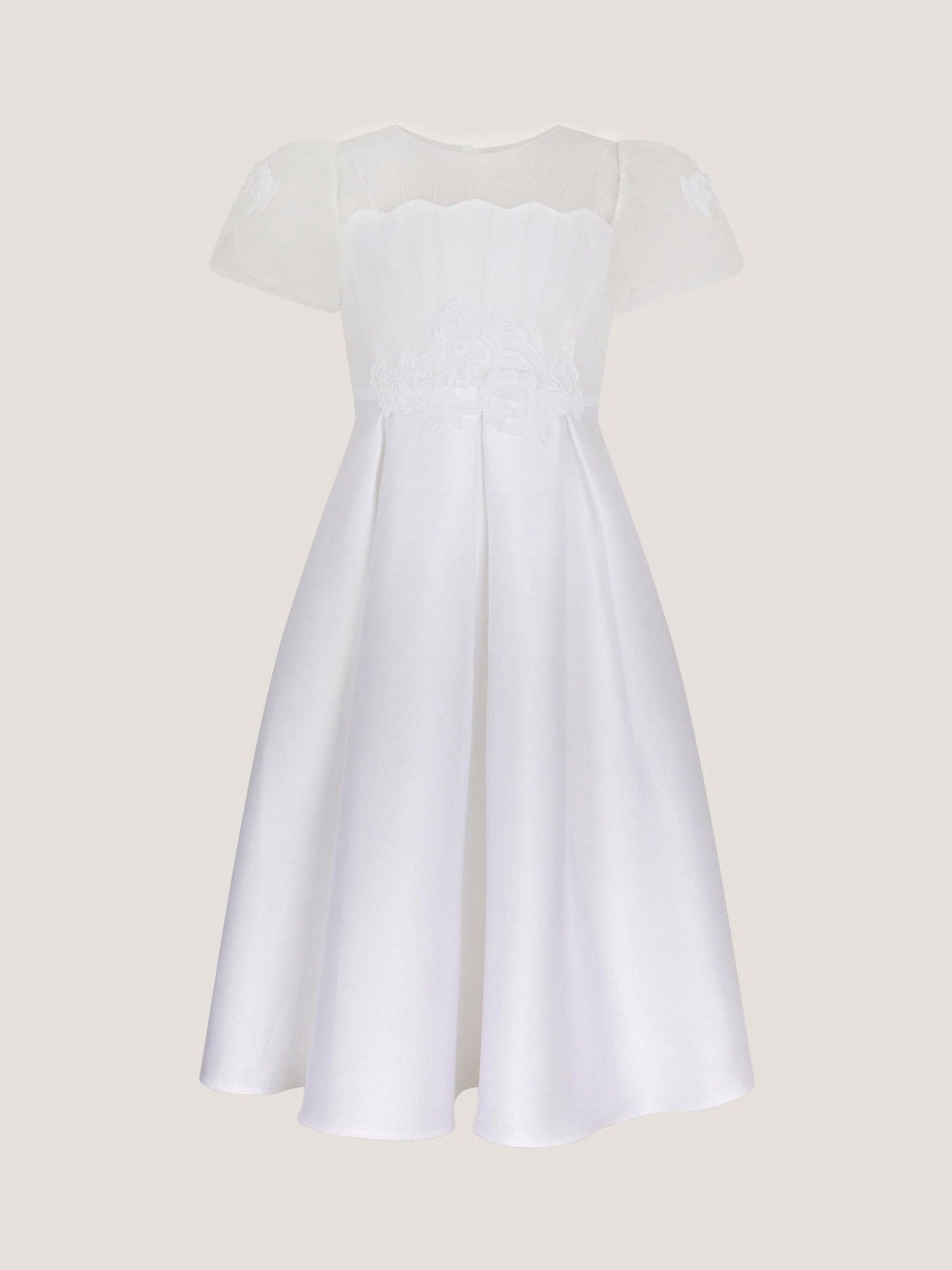 Monsoon White Chiffon Sleeve Floral Embroidered Dress image 2