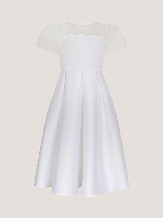 Monsoon White Chiffon Sleeve Floral Embroidered Dress image 2