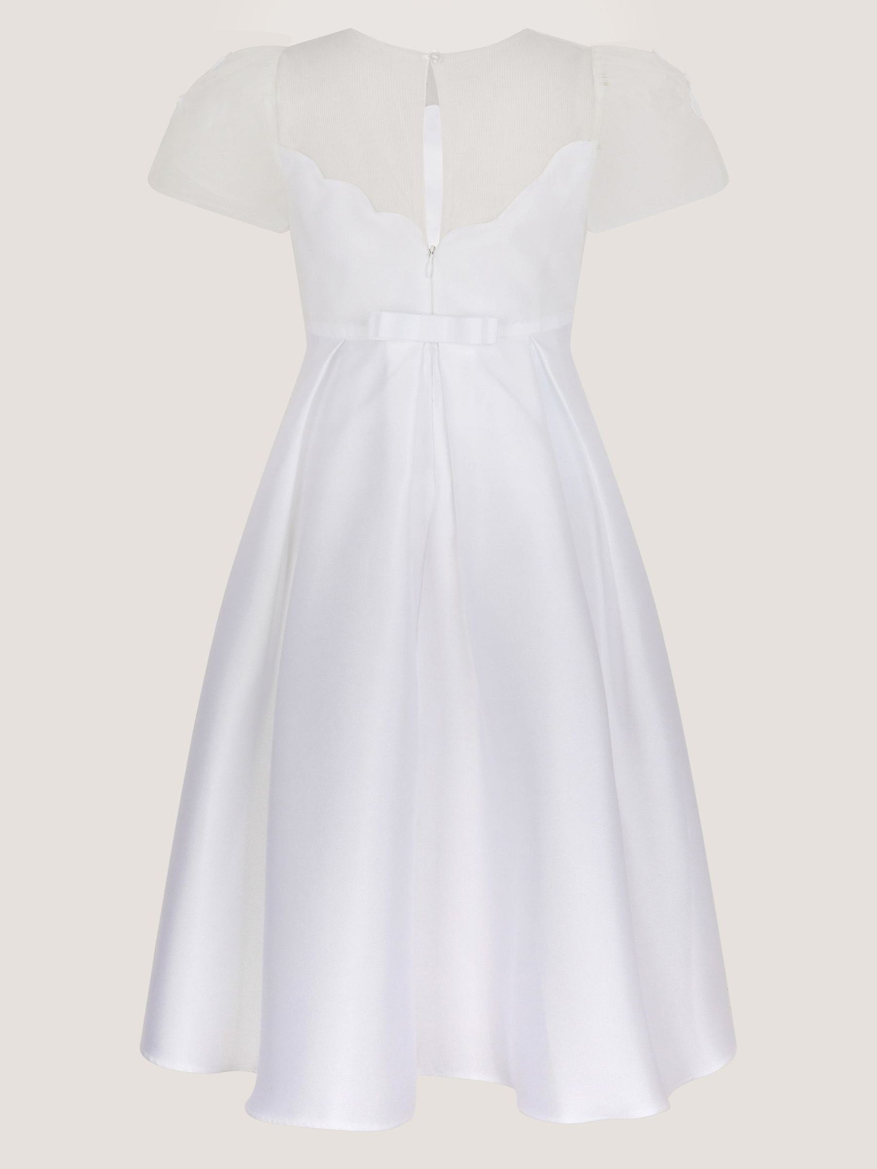 Monsoon White Chiffon Sleeve Floral Embroidered Dress image 3