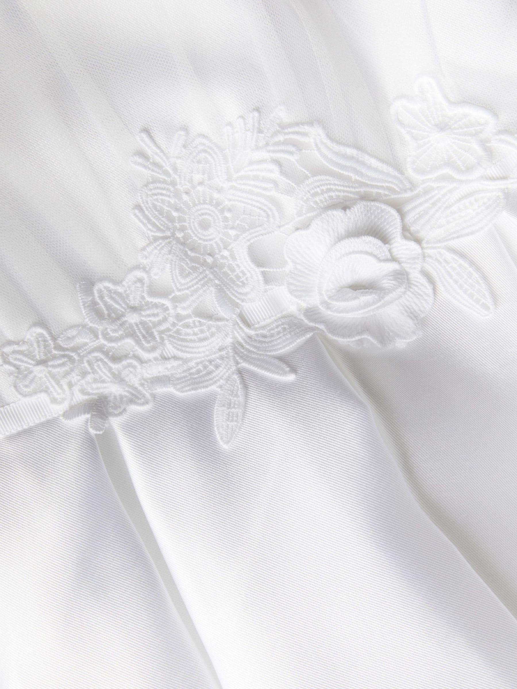 Monsoon White Chiffon Sleeve Floral Embroidered Dress image 4