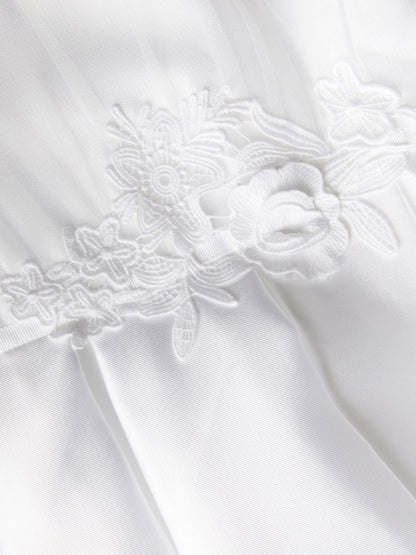 Monsoon White Chiffon Sleeve Floral Embroidered Dress image 4