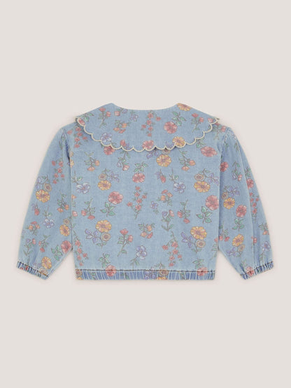 Dsiney Kidz - Monsoon Blue Floral Scallop Collar Denim Jacket image 3