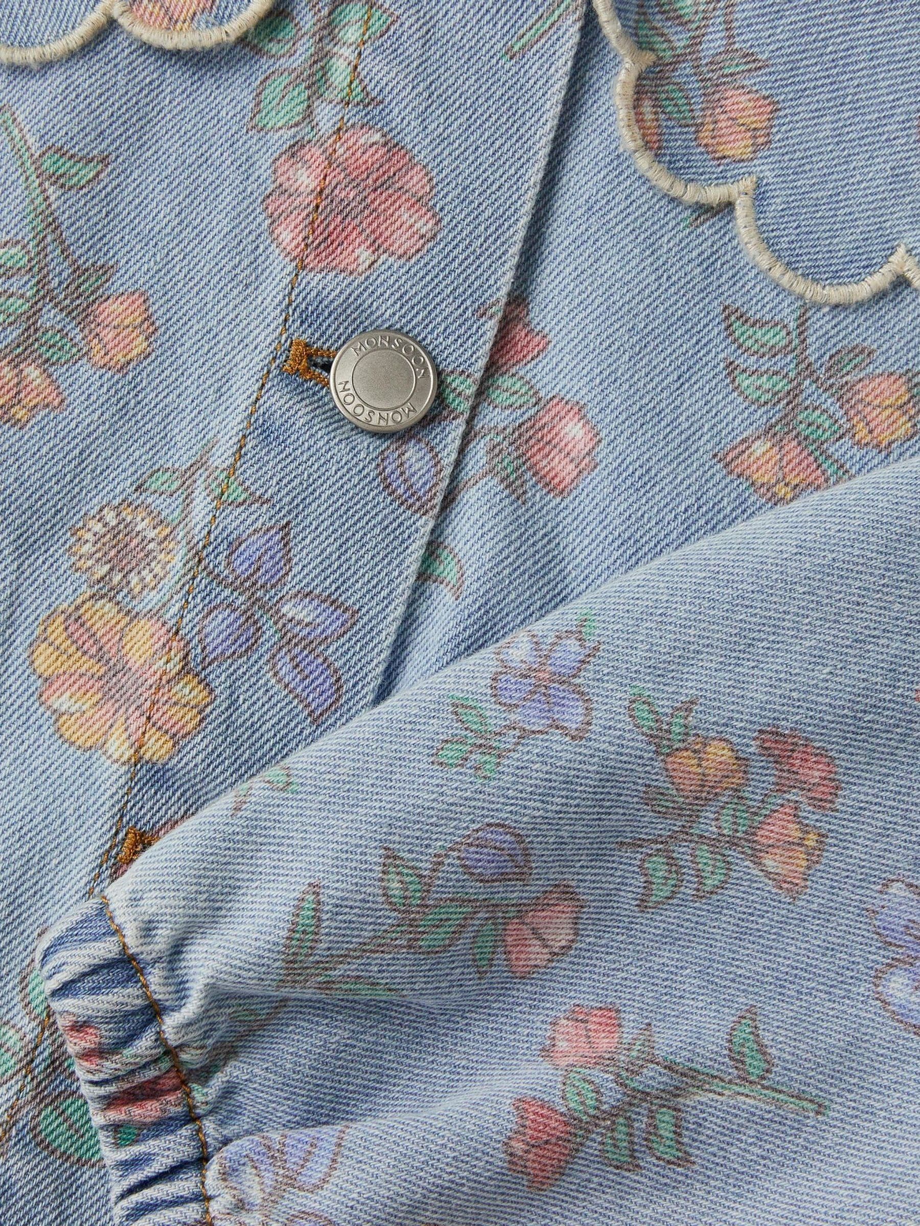 Dsiney Kidz - Monsoon Blue Floral Scallop Collar Denim Jacket image 4