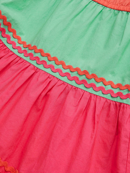 Monsoon Pink One Shoulder Colourblock Dress image 3