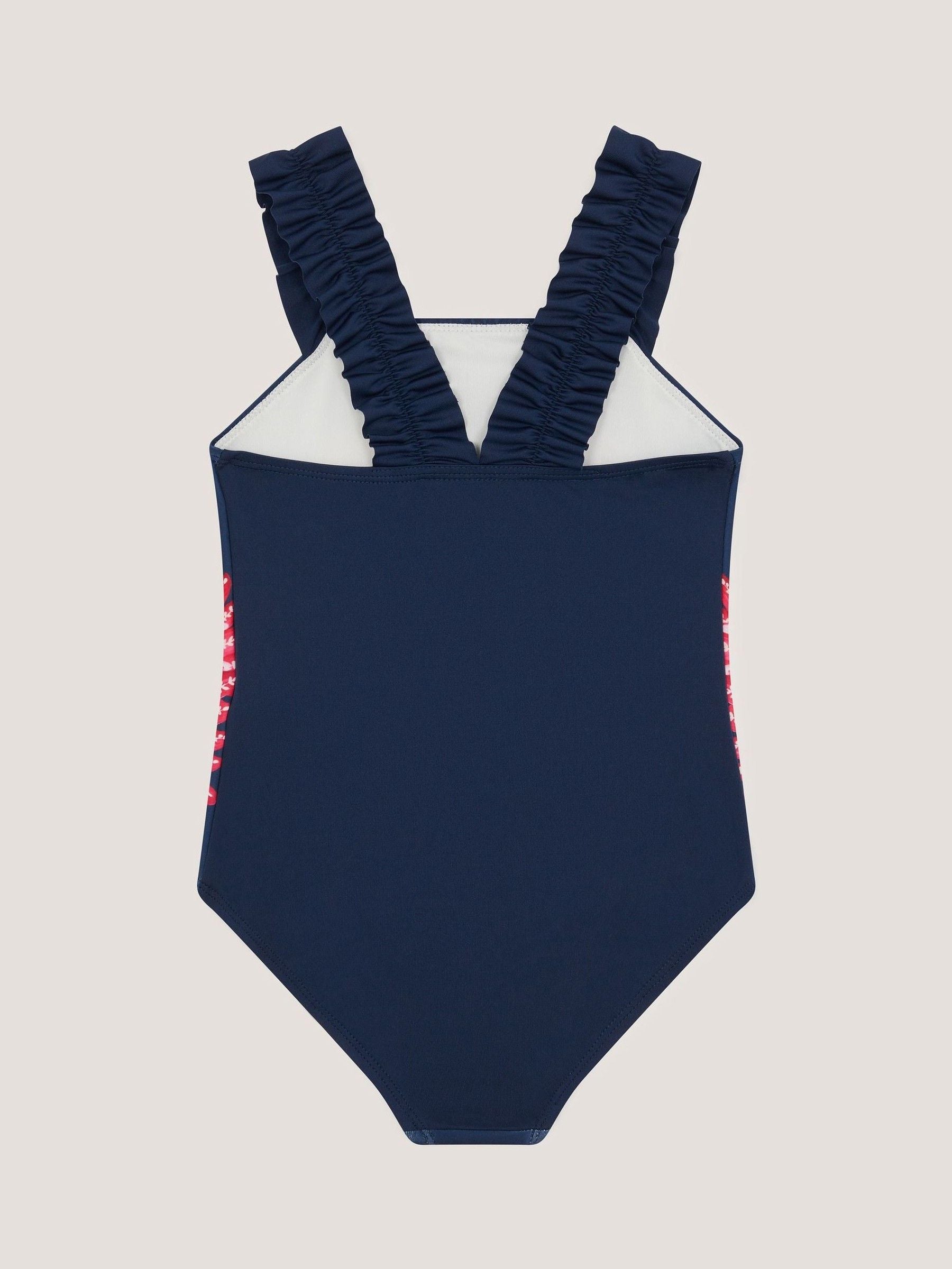 Monsoon Blue Sequin Flamingo Frill Swimsuit image 2