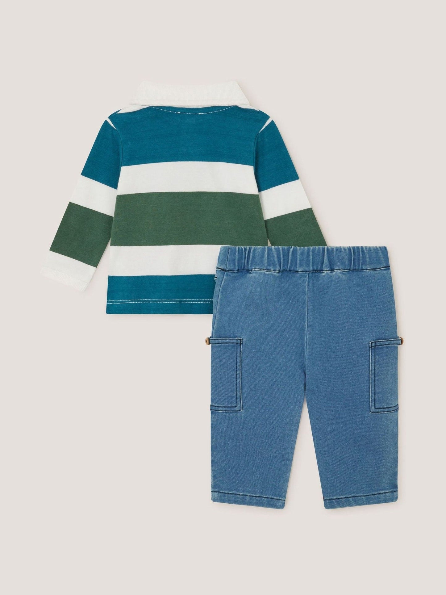 Monsoon Blue Baby Digby Polo Top & Joggers Set image 2