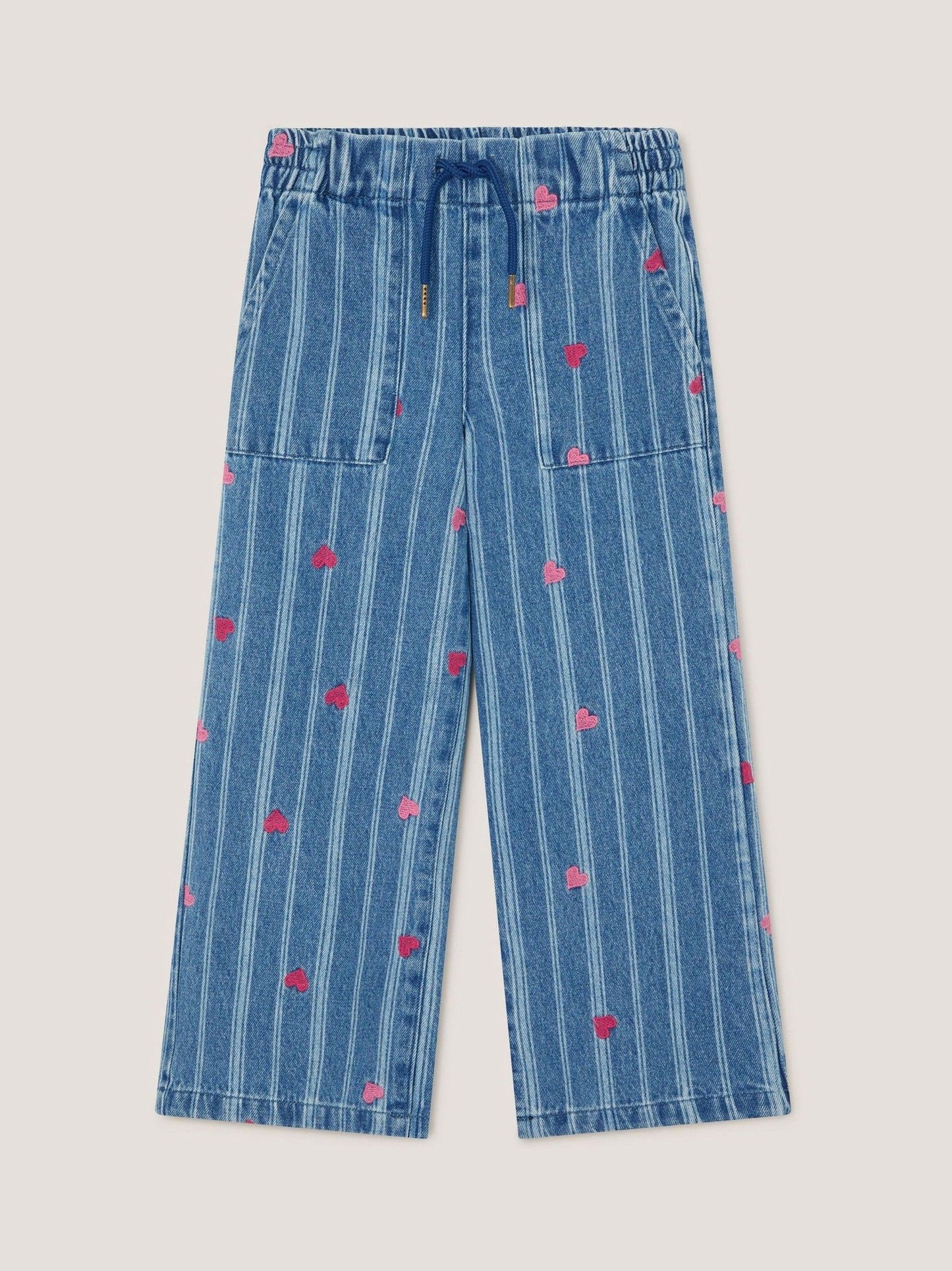 Dsiney Kidz - Monsoon Blue Embroidered Heart Stripe Denim Jeans image 2