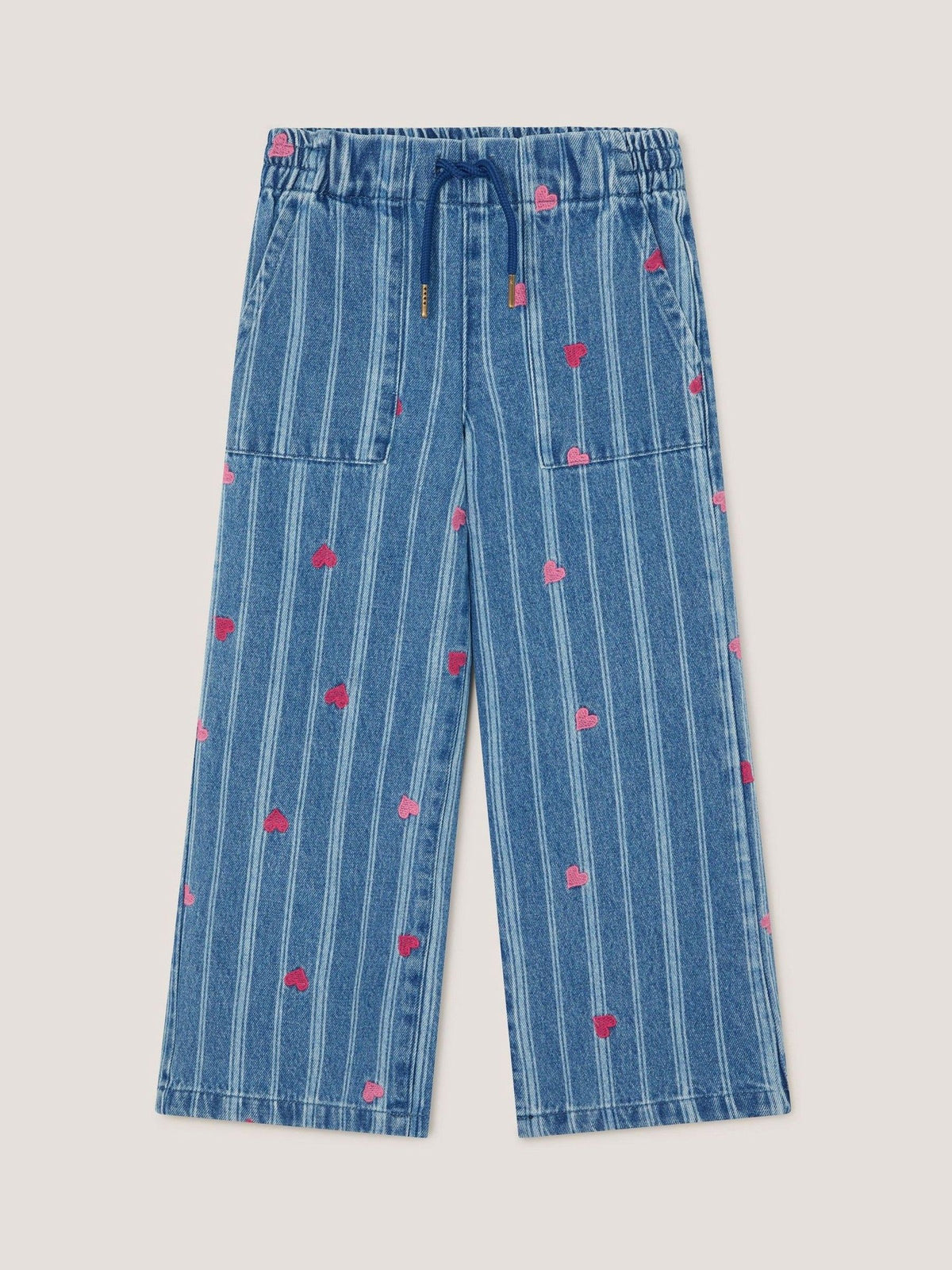 Dsiney Kidz - Monsoon Blue Embroidered Heart Stripe Denim Jeans image 2