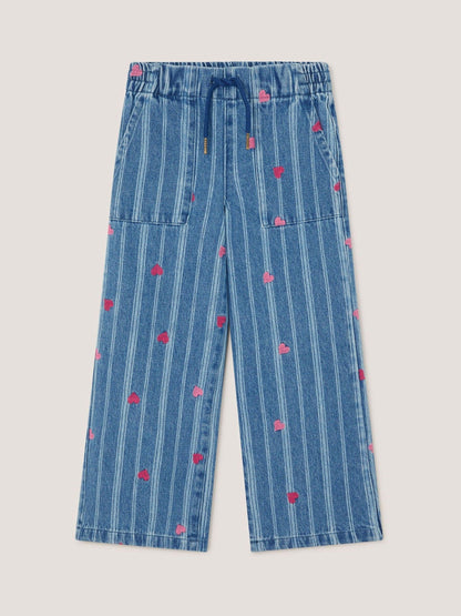 Dsiney Kidz - Monsoon Blue Embroidered Heart Stripe Denim Jeans image 2