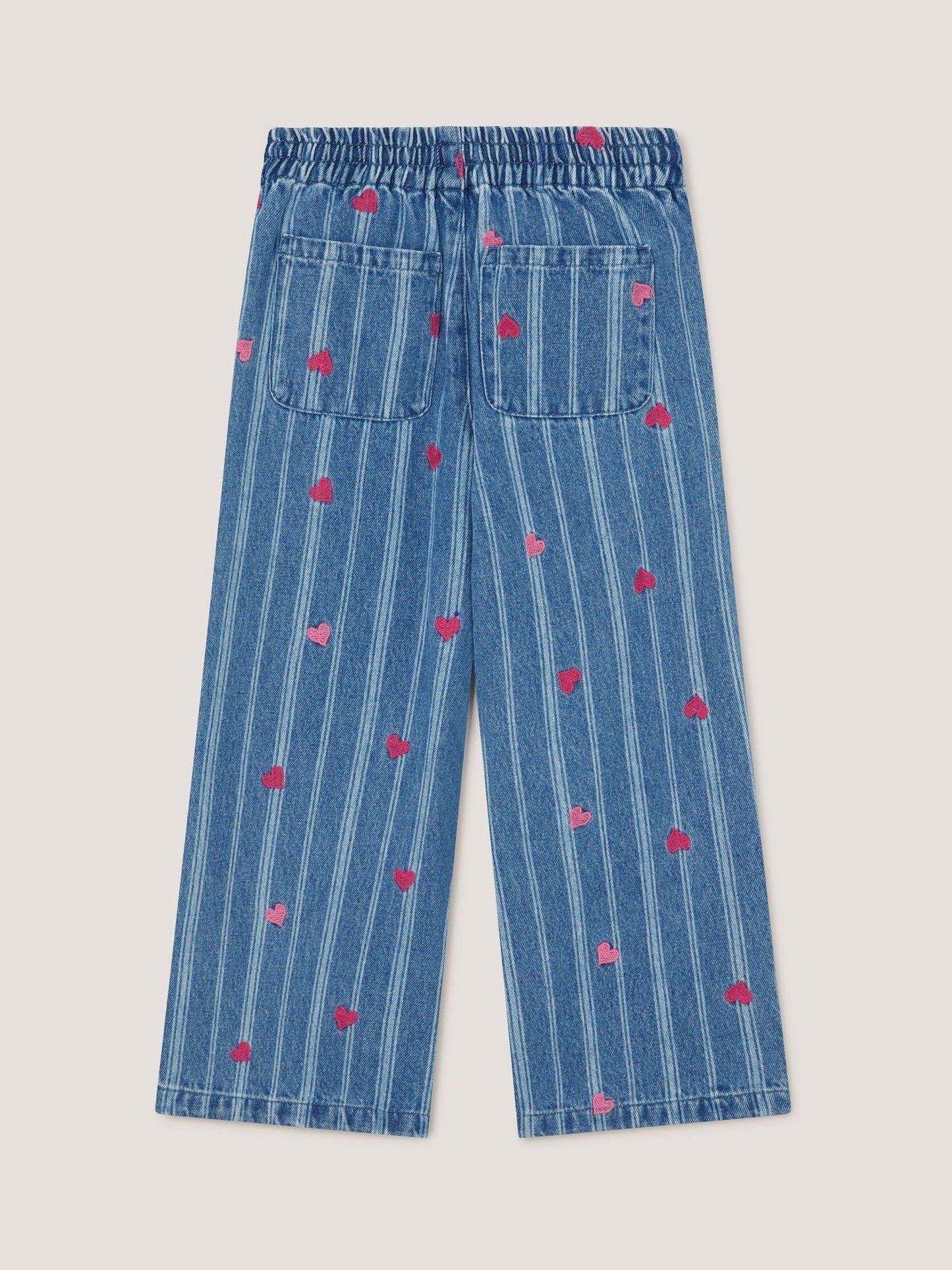 Dsiney Kidz - Monsoon Blue Embroidered Heart Stripe Denim Jeans image 3