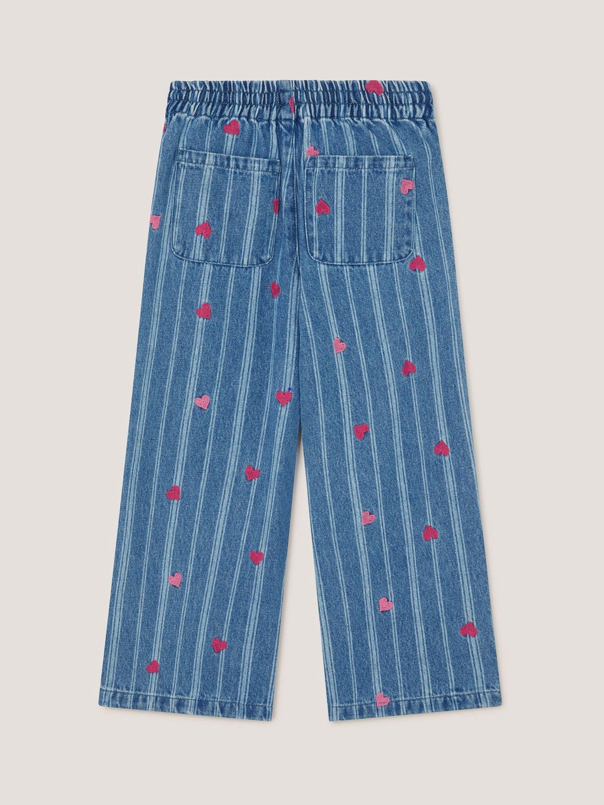 Dsiney Kidz - Monsoon Blue Embroidered Heart Stripe Denim Jeans image 3