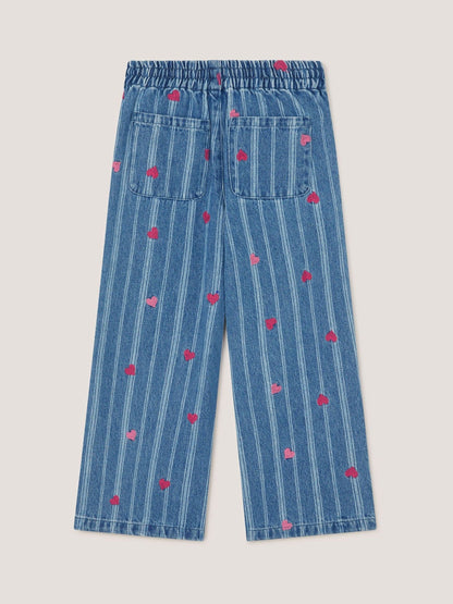 Dsiney Kidz - Monsoon Blue Embroidered Heart Stripe Denim Jeans image 3