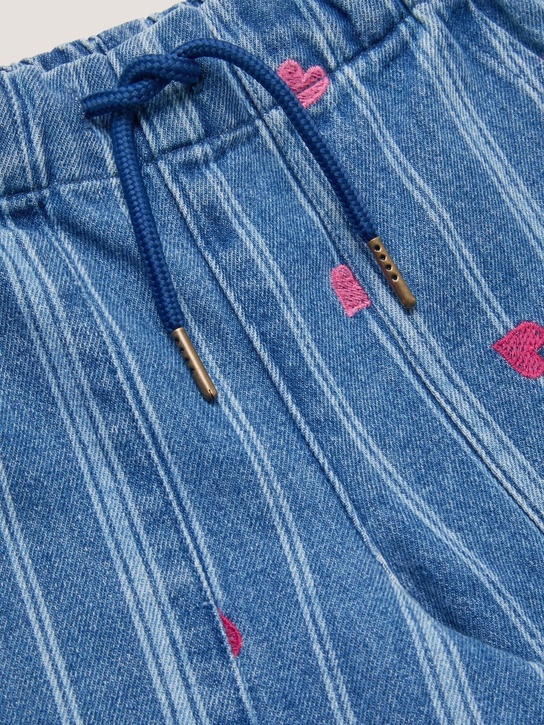 Dsiney Kidz - Monsoon Blue Embroidered Heart Stripe Denim Jeans image 4