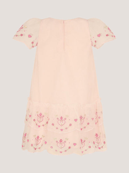 Monsoon Pink Baby Heart Embroidered Mesh Party Dress image 2