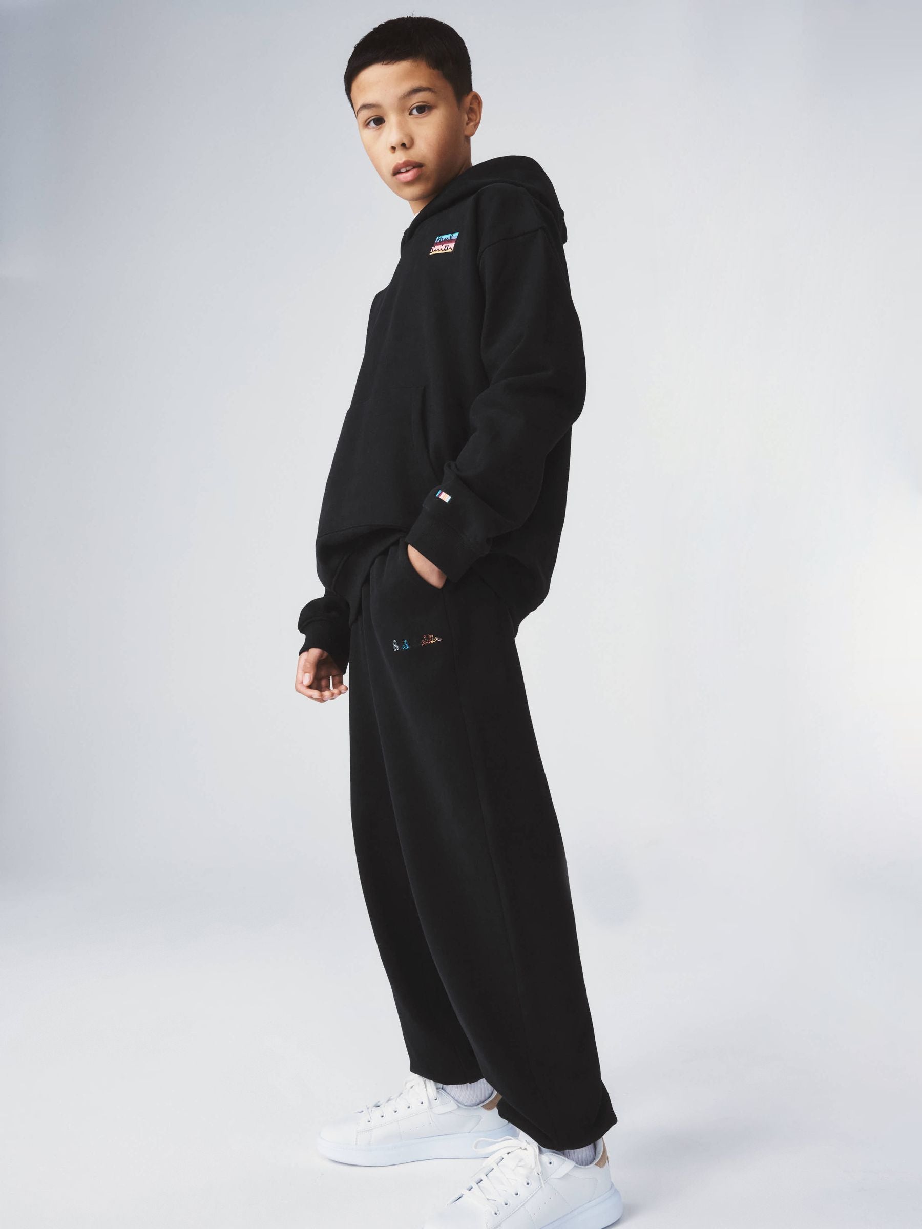 Dsiney Kidz - Paul Smith Junior Black Graphic Hoodie and Joggers Set image 1