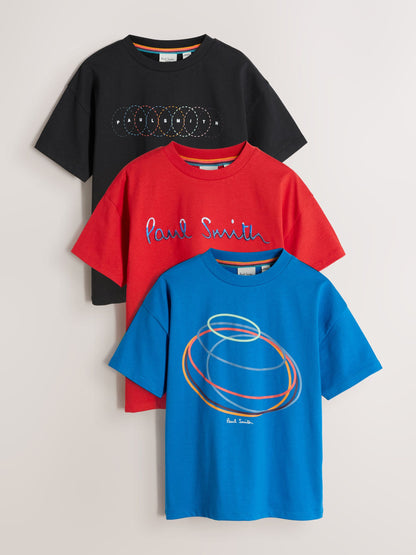 Dsiney Kidz - Paul Smith Junior Red/Blue/Black Graphic T-Shirts 3 Pack image 1