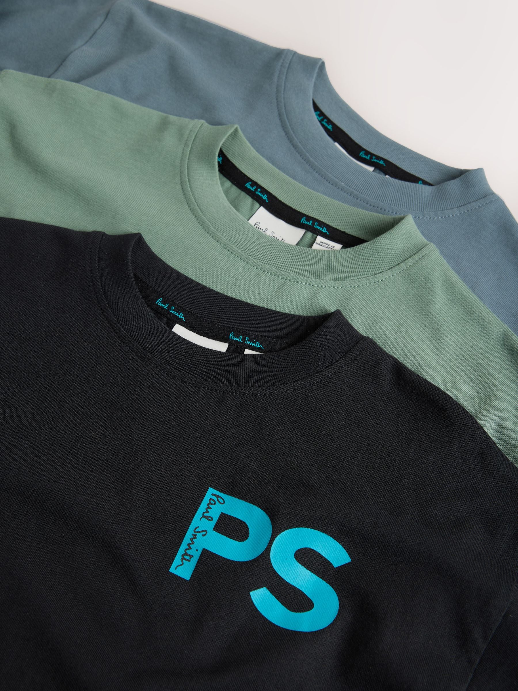 Dsiney Kidz - Paul Smith Junior Green/Black/Blue Long Sleeve Graphic T-Shirts 3 Pack image 7