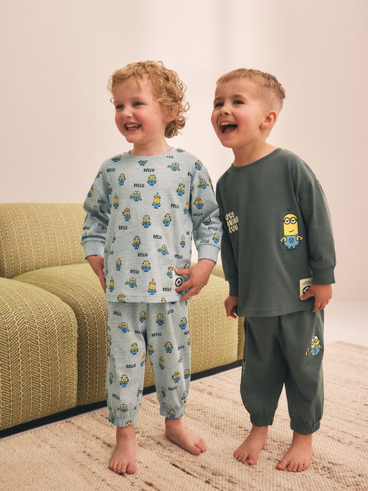 Dsiney Kidz - Charcoal Grey Minions Long Sleeve Pyjamas 2 Pack (3-12yrs) image 1