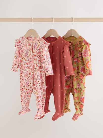 Paisley Print Baby Sleepsuits 3 Pack (0mths-2yrs) - image 1