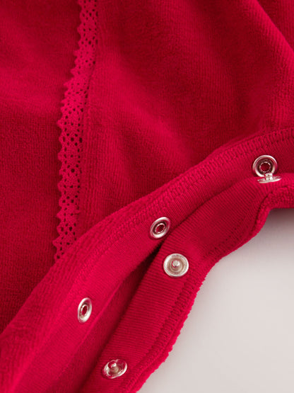 Dsiney Kidz - Cherry Red Velour Collared Baby Sleepsuit (0mths-3yrs) image 4