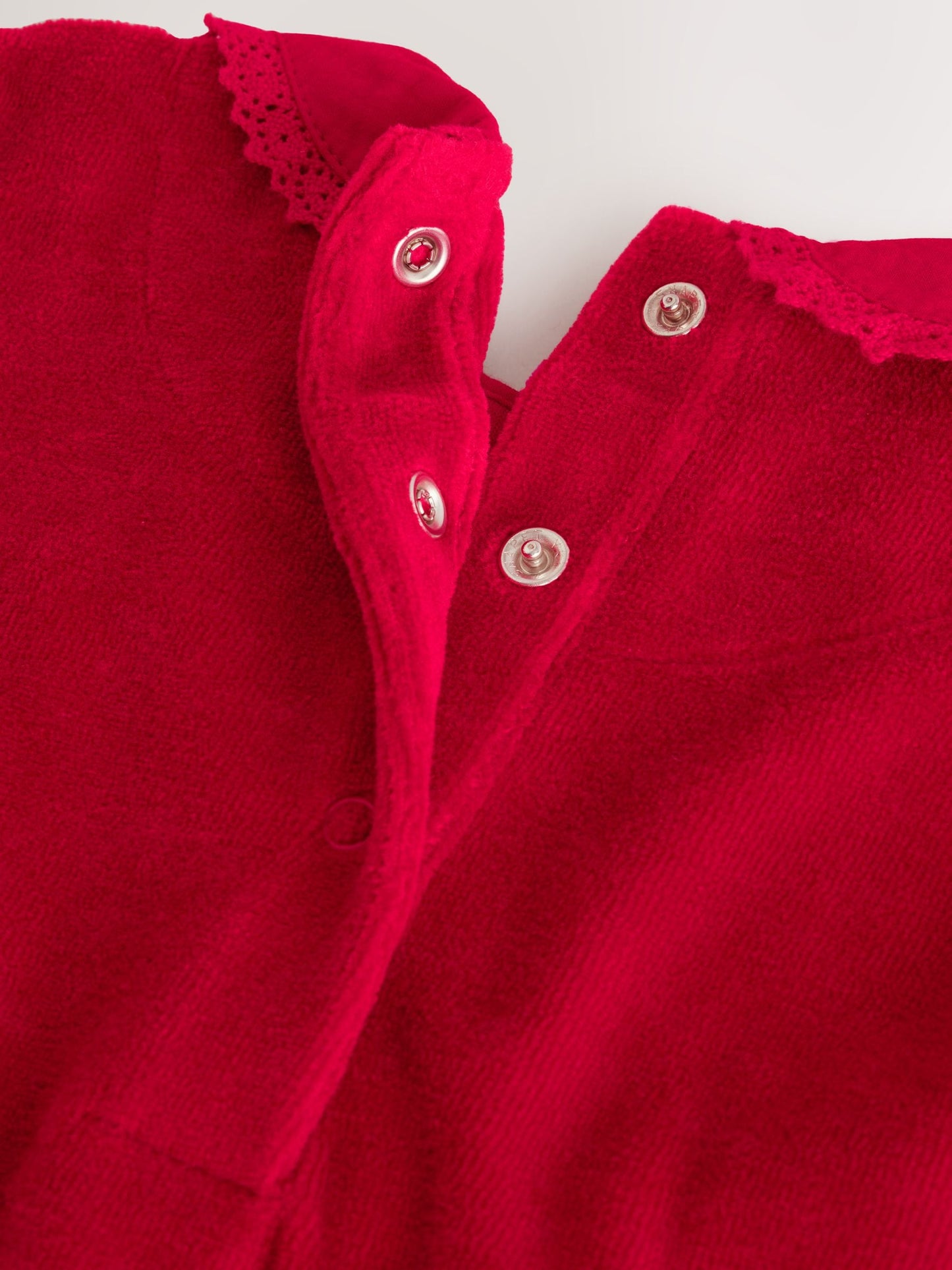 Dsiney Kidz - Cherry Red Velour Collared Baby Sleepsuit (0mths-3yrs) image 5